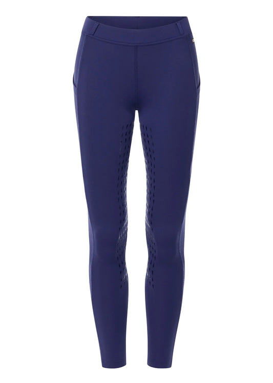 Blue riding tights on a white background