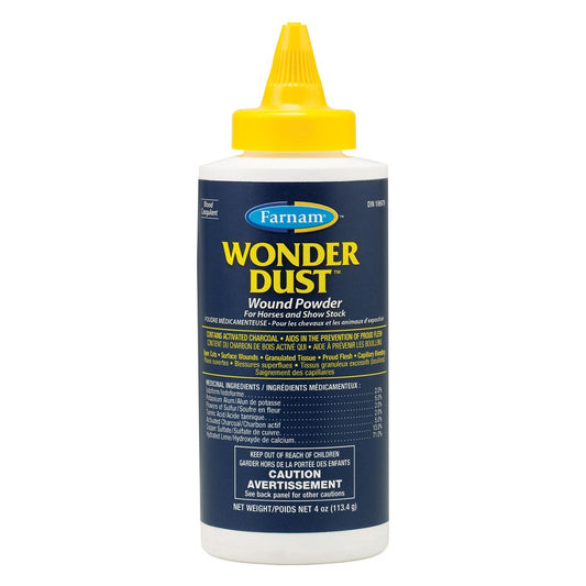 Wonder Dust by Farnam in a navy container with a yellow top
