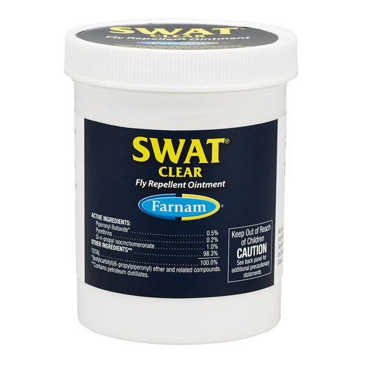 Container of SWAT clear fly repellent ointment