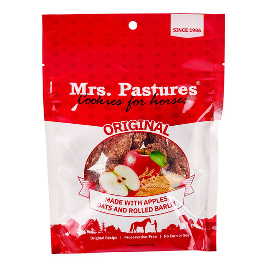 An 8oz bag of Mrs Pastures cookies for horses