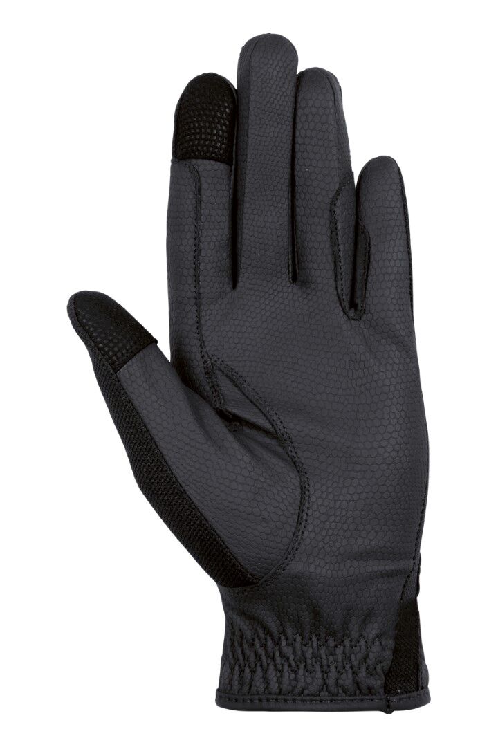 Palm side of black riding glove