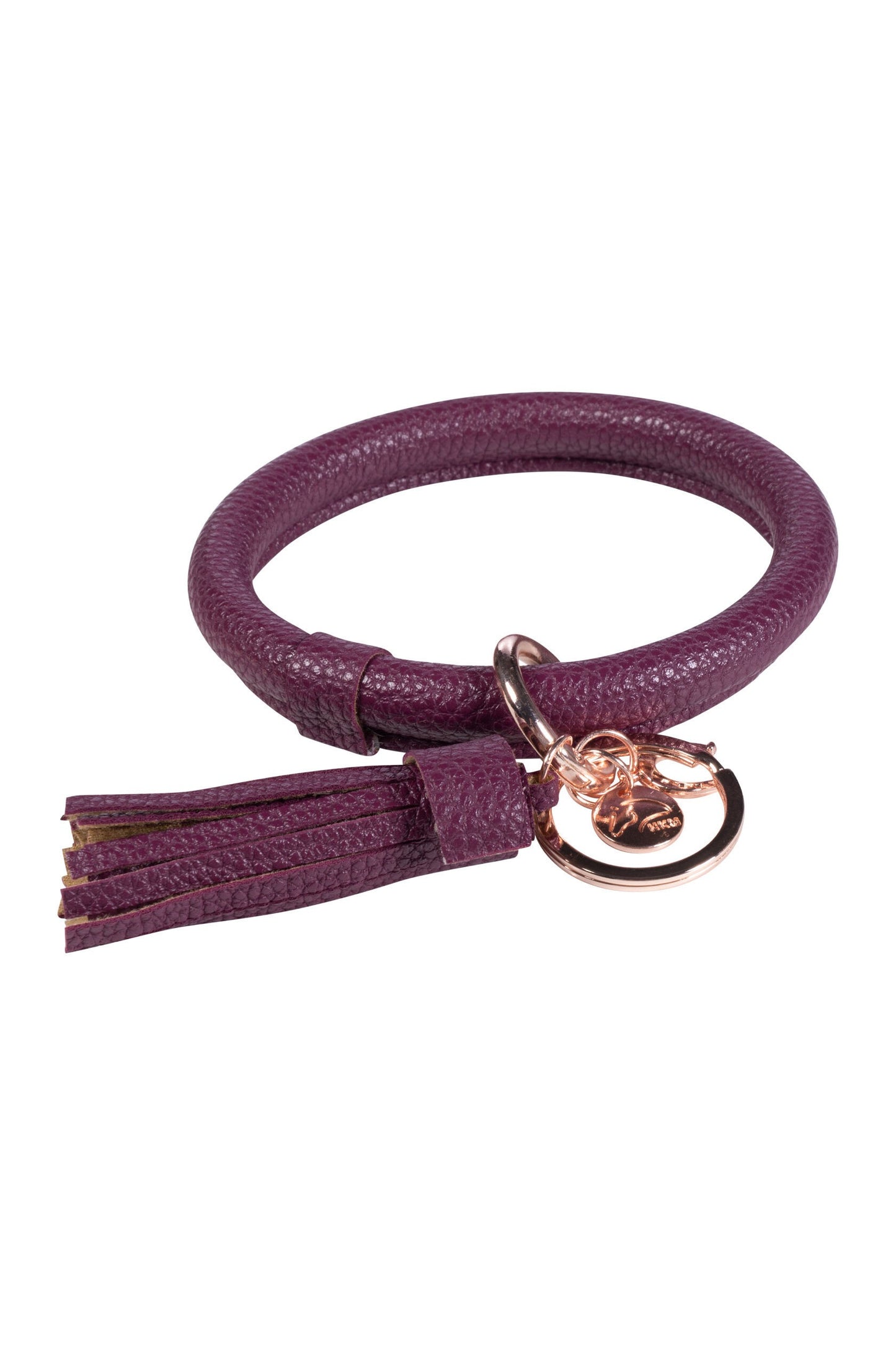 wine colored faux leather bracelet key chain