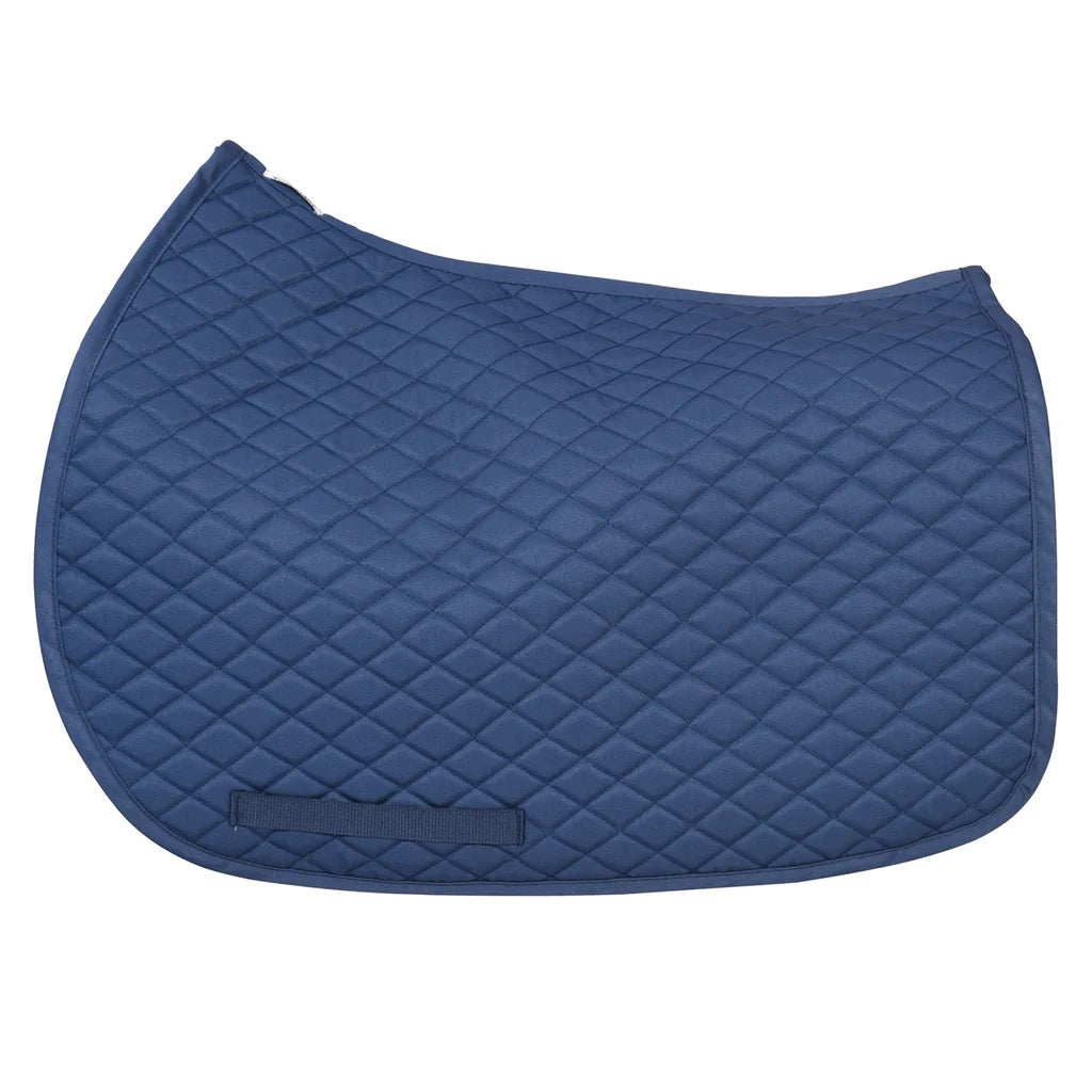 Photo of deep blue quilted English riding saddle pad
