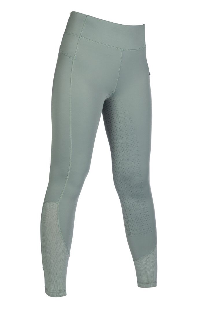 Front view of sage green equestrian riding tights