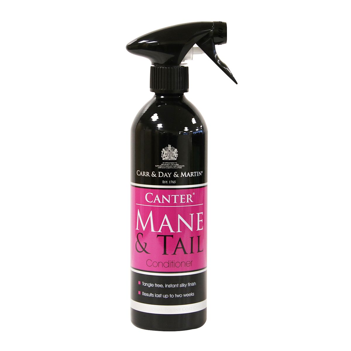 Black and pink spreay can of Canter Mane & Tail conditioner