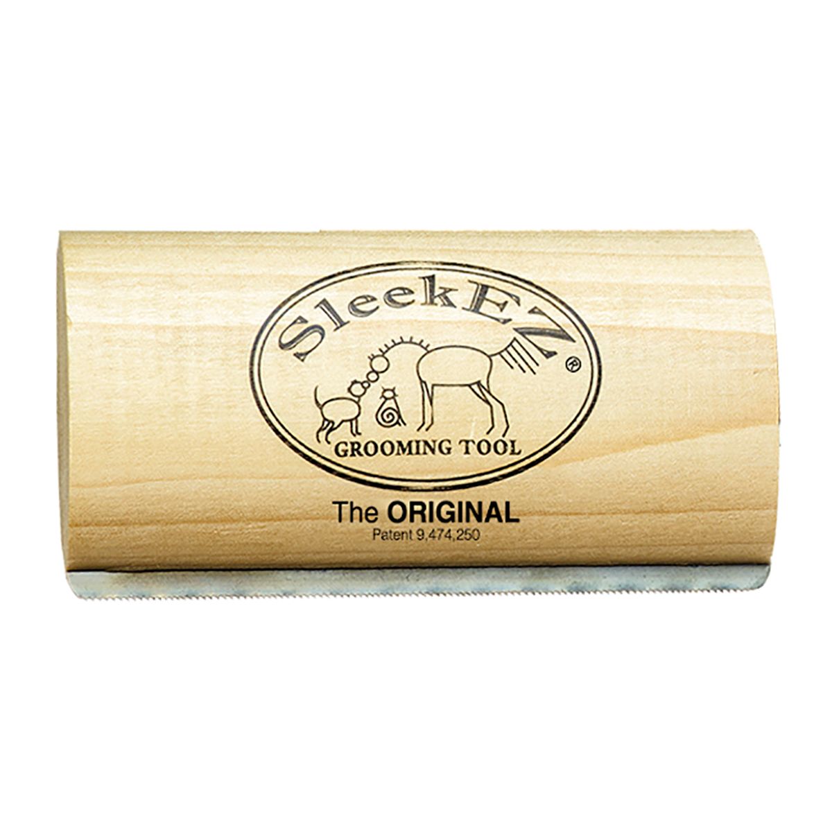 wooden grooming tool with metal edge to grab loose hair