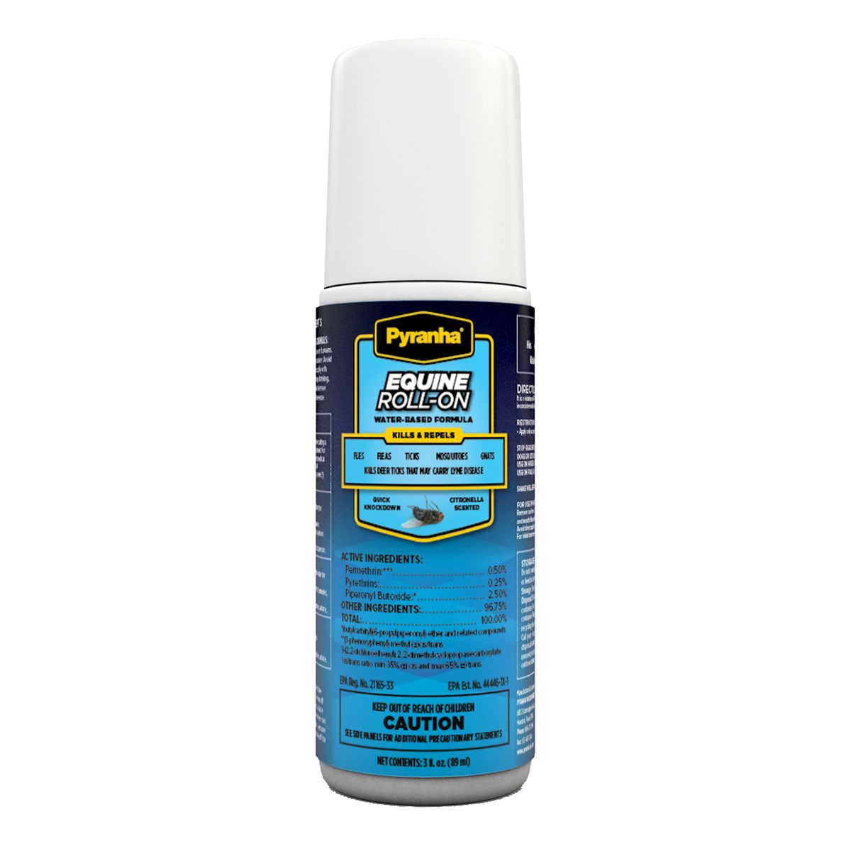 blue roll on bottle of Pyranha fly protection