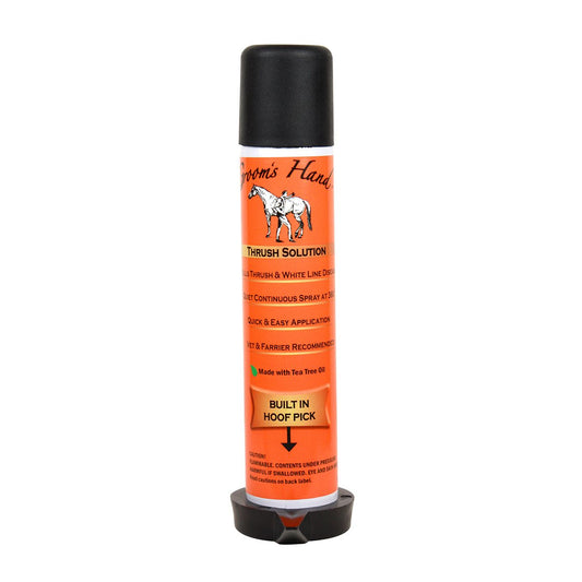Orange and black spray can of thrush solution