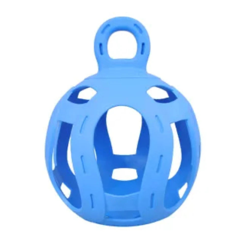 light blue hay ball with different size holes