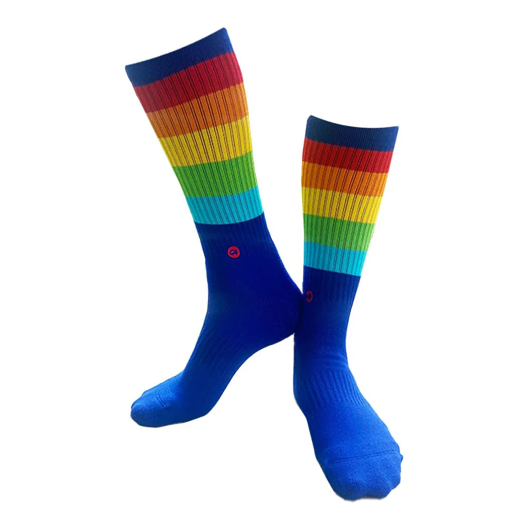 Striped crew sock.  Rainbow