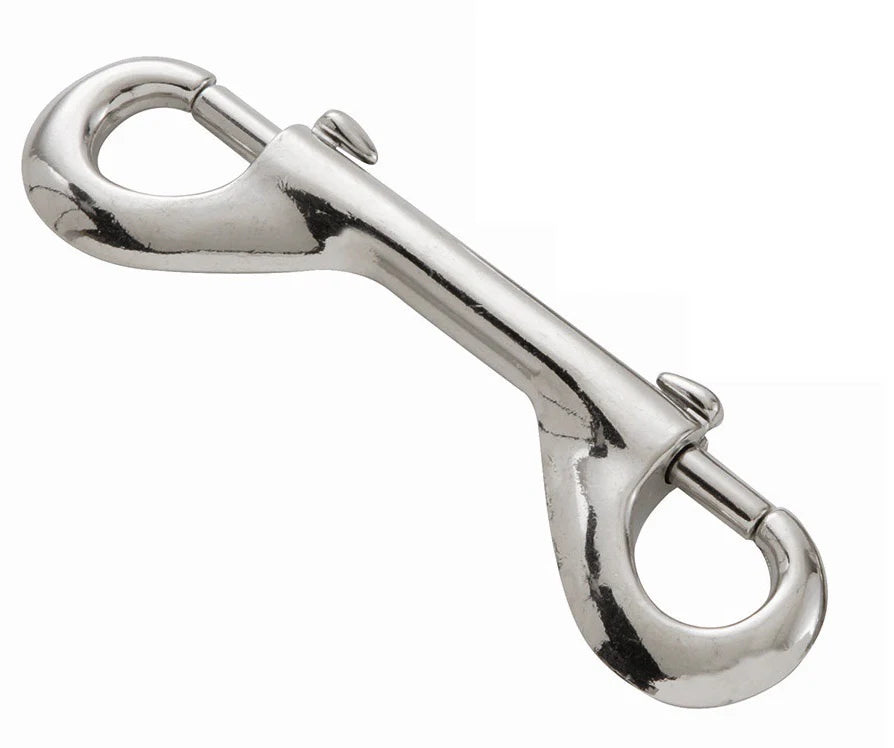 Silver double trigger clip on a white background