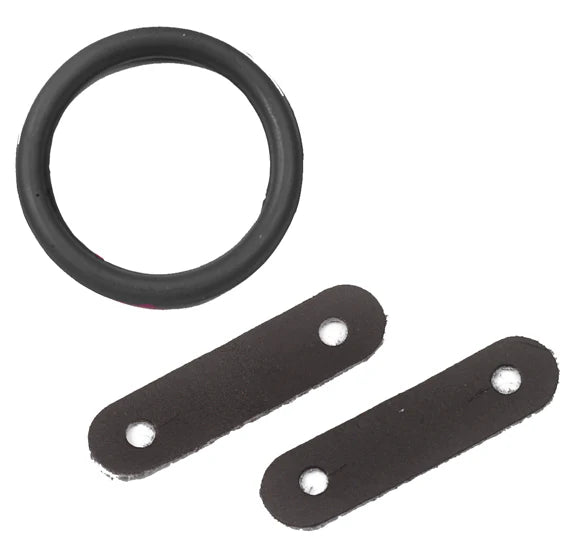 Rubber ring and 2 leather pieces for peacock safety stirrups.