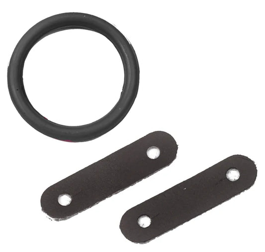 Rubber ring and 2 leather pieces for peacock safety stirrups.