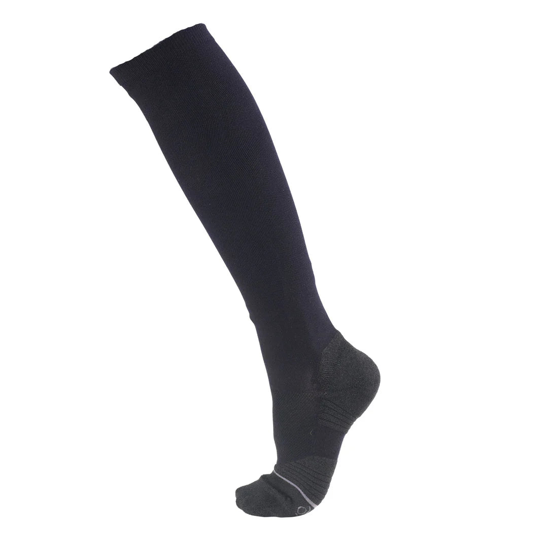 Black boot sock with black toe and heel