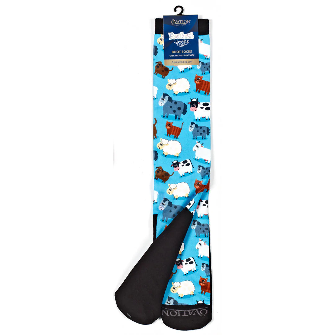 Fun farm animal print boot sock