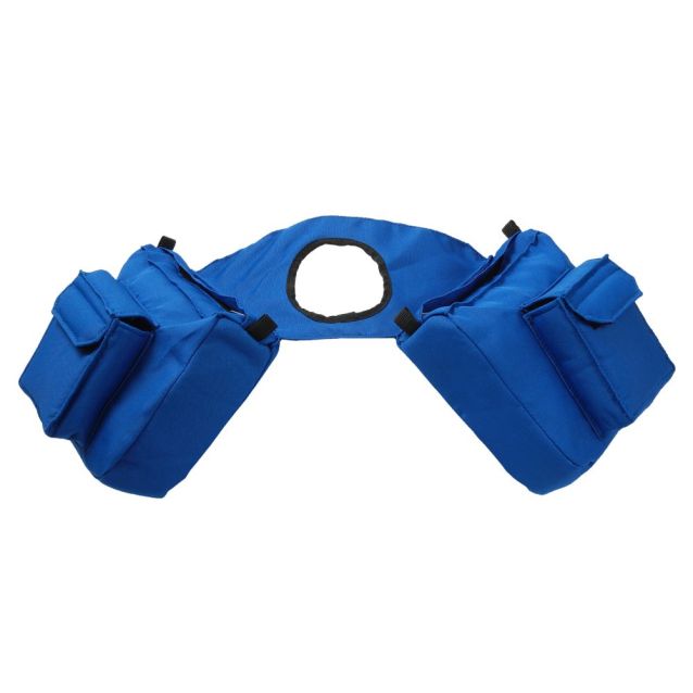Blue western horn bag with pockets on a white background.