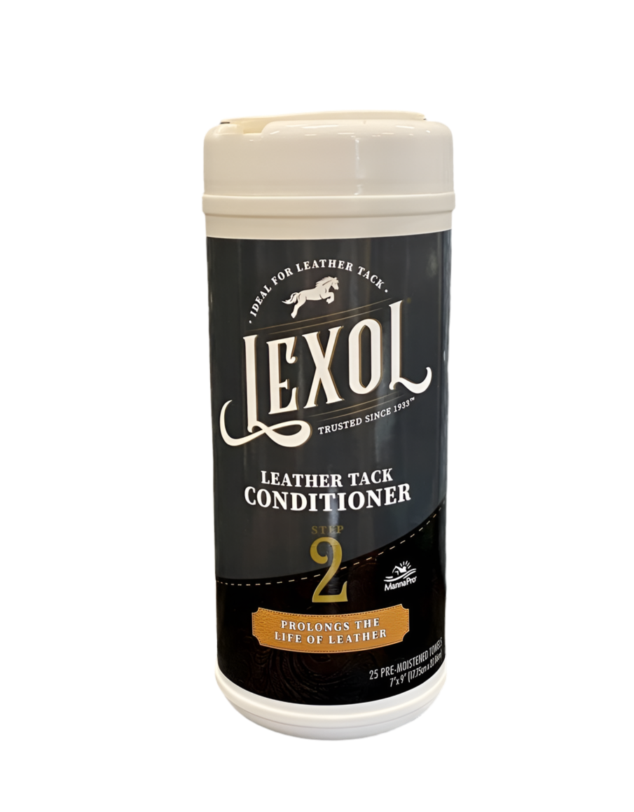 Canister of Lexol leather tack conditioner