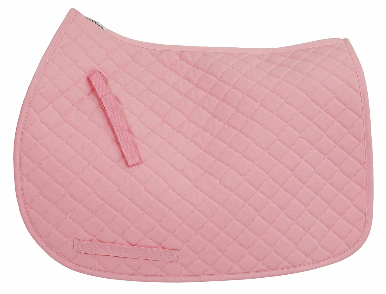 Photo of light pink colored quilted English riding saddle pad