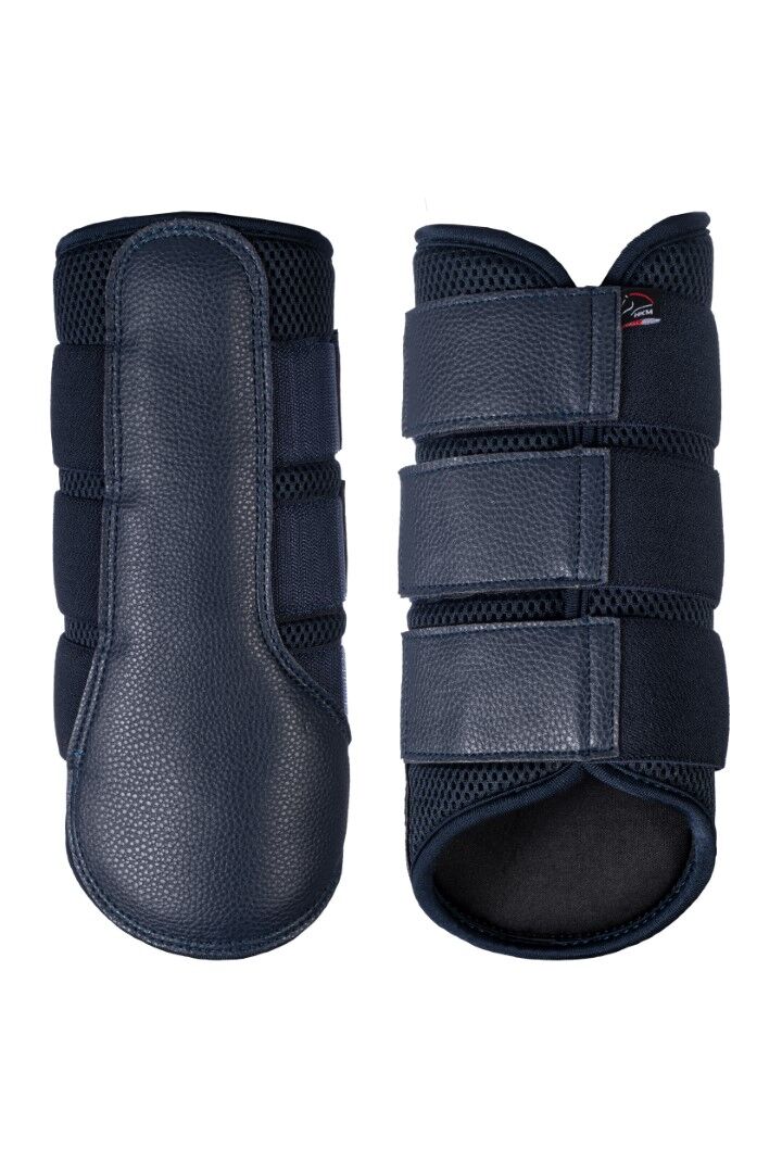 Navy pair of horse protection boots for front legs