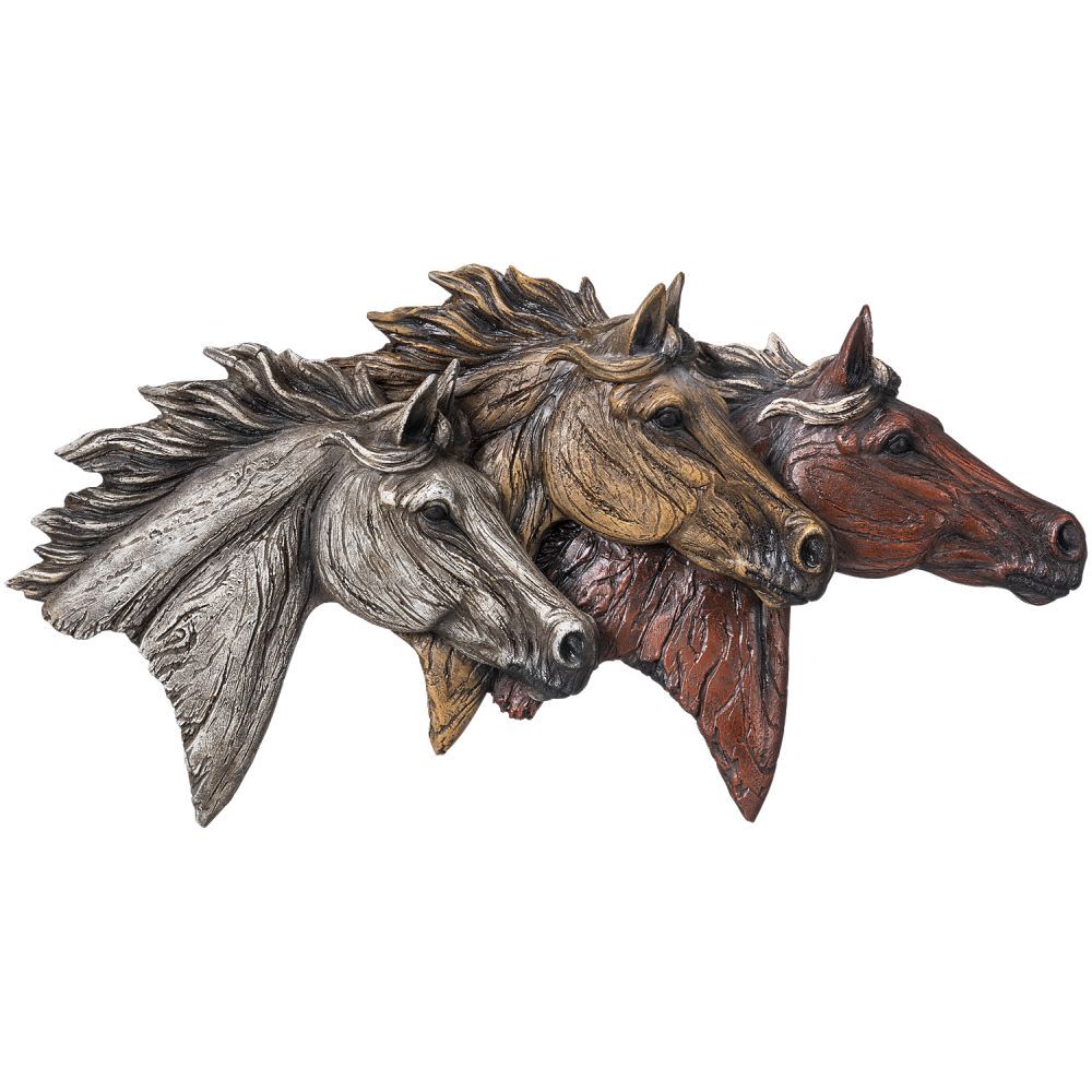 wall decor - side view of 3 horse heads facing the same direction