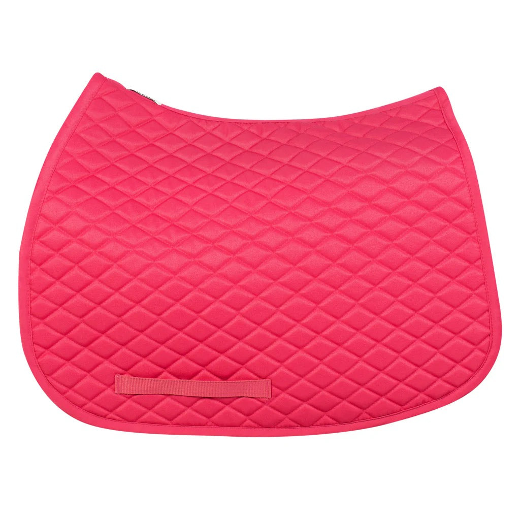Photo of hot pink quilted English striding saddle pad