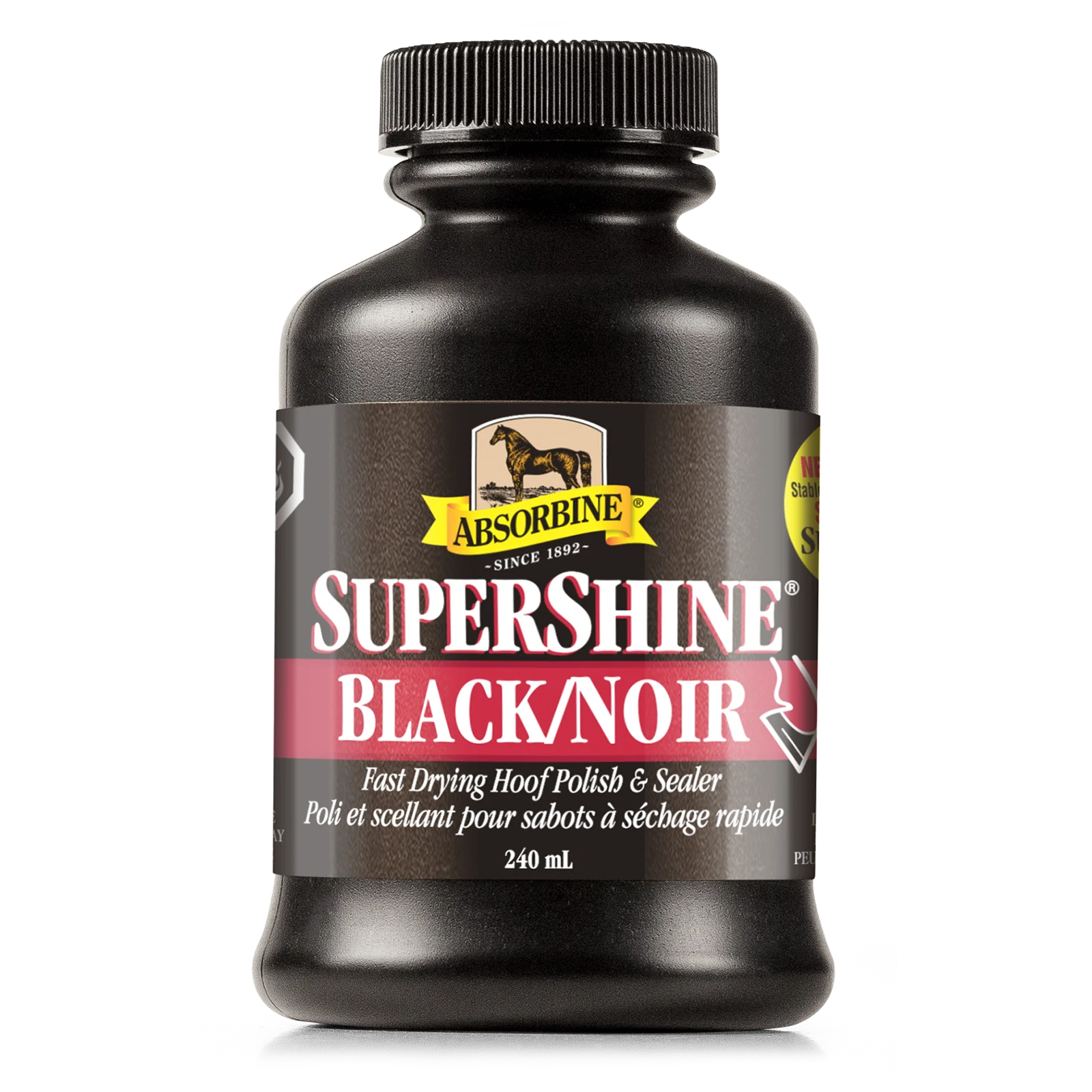 240 ml container of black hoof shine for horses