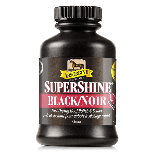 240 ml container of black hoof shine for horses