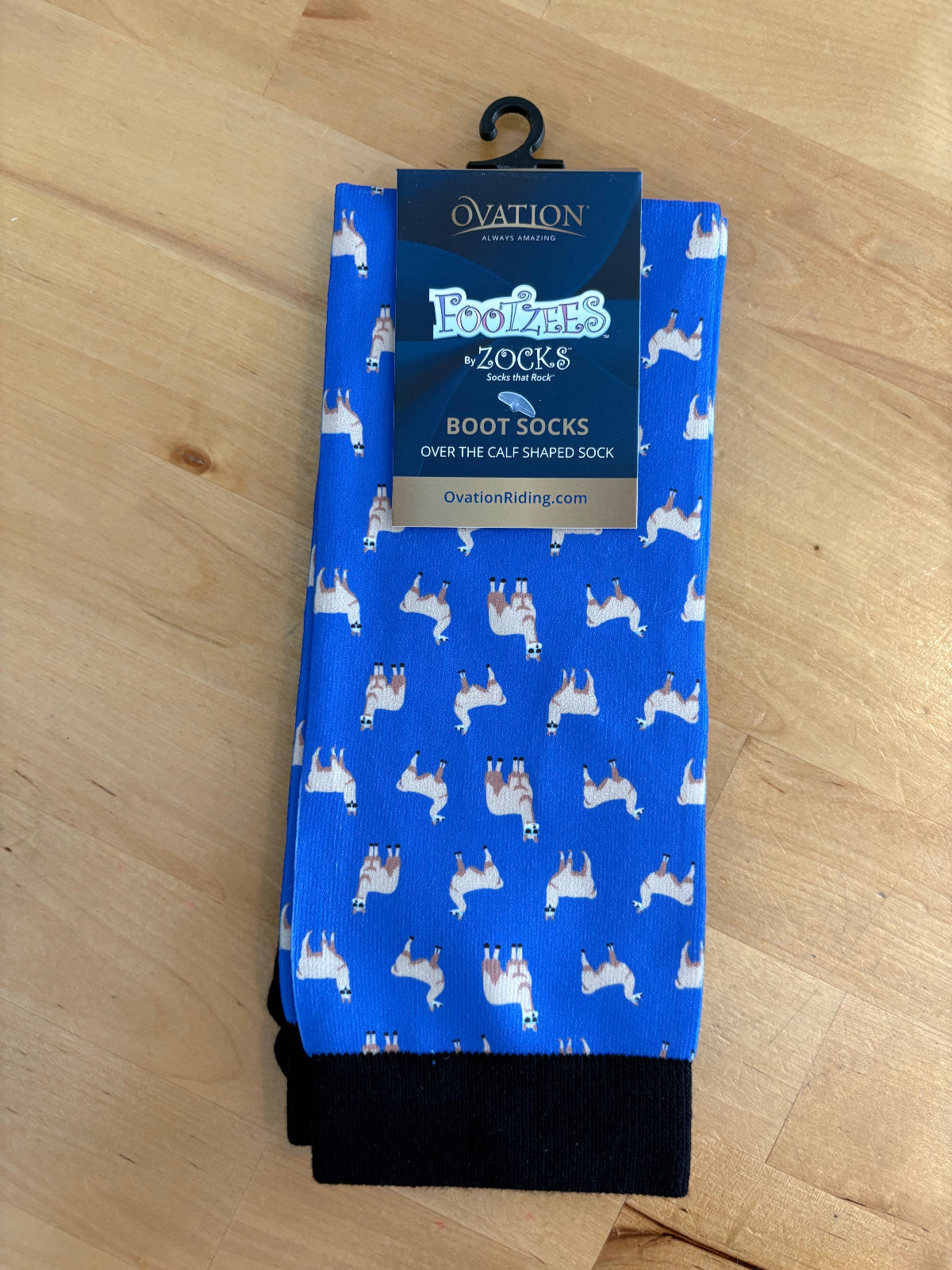 Blue socks with cute llamas all over
