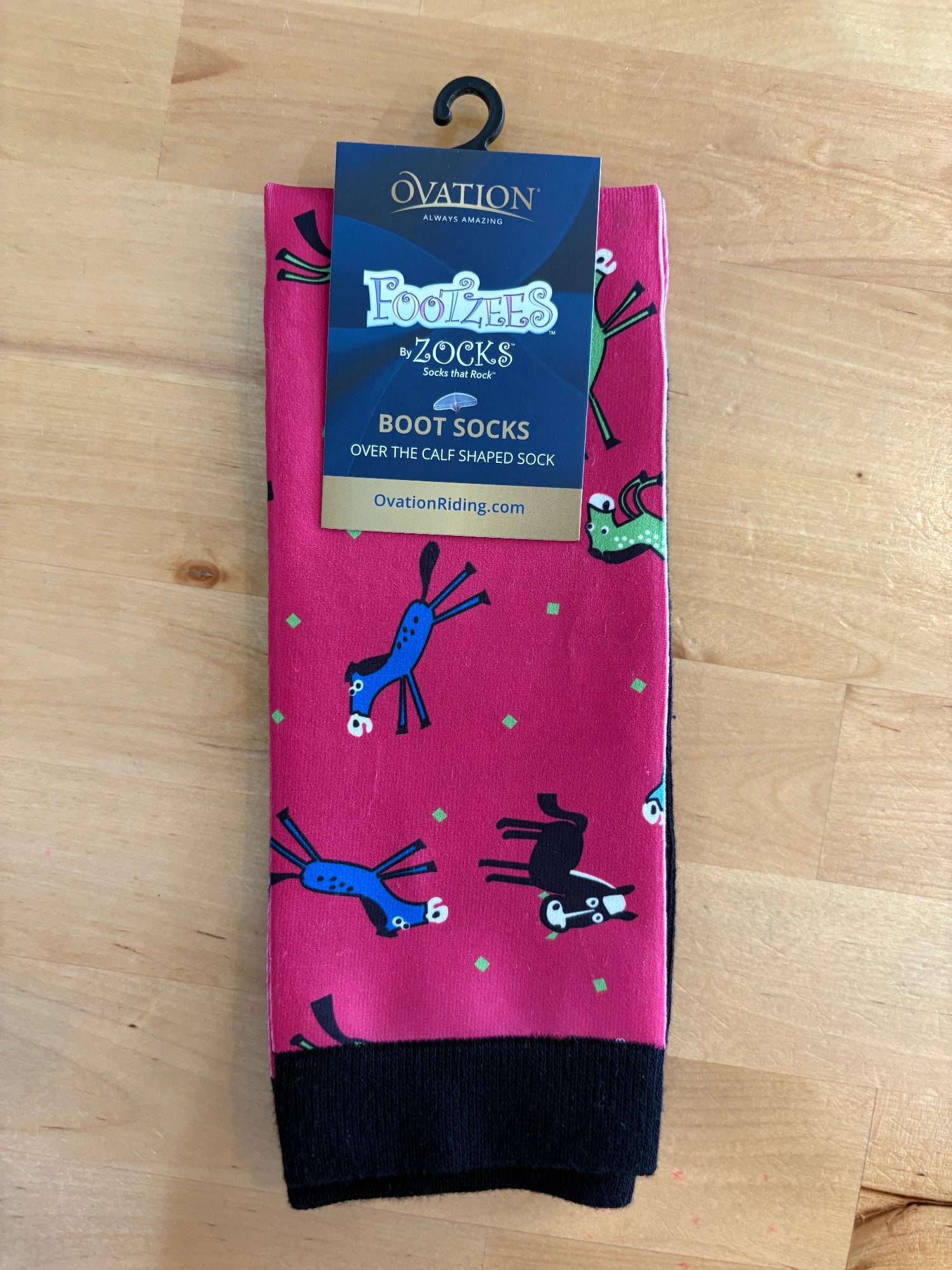 Pink socks with cute horse print