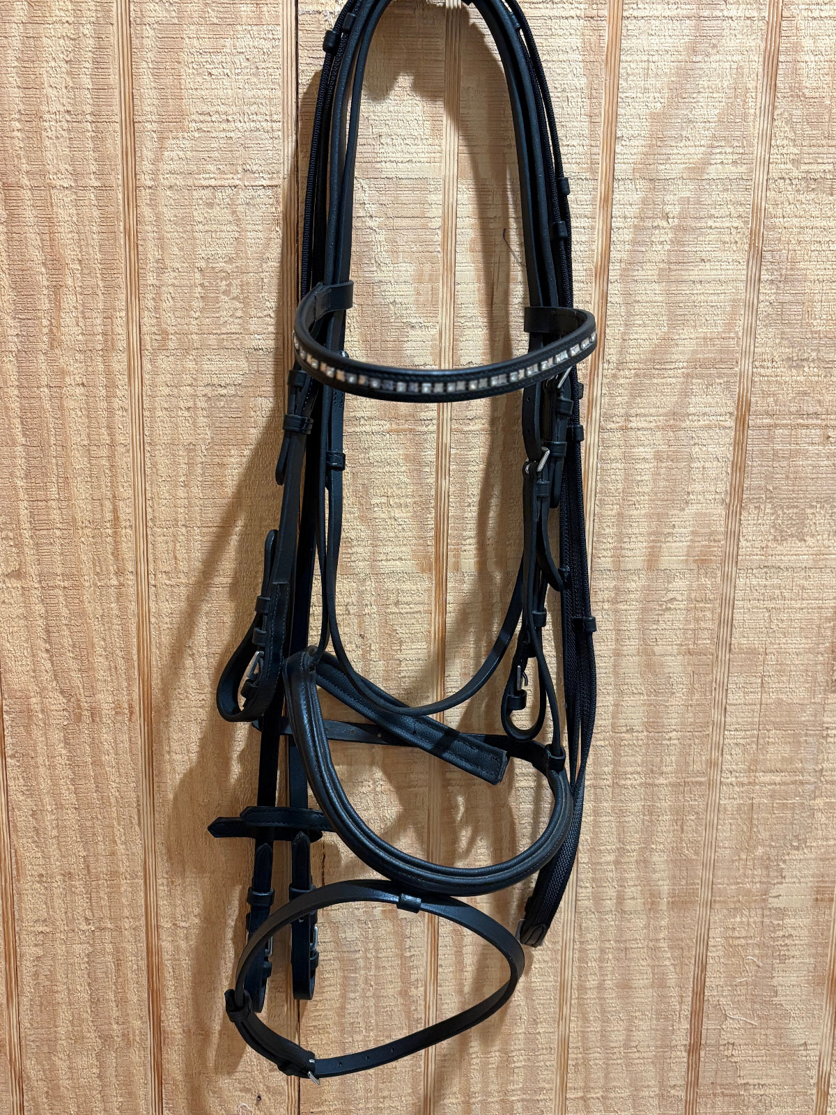Black flash bridle with crystals on browband