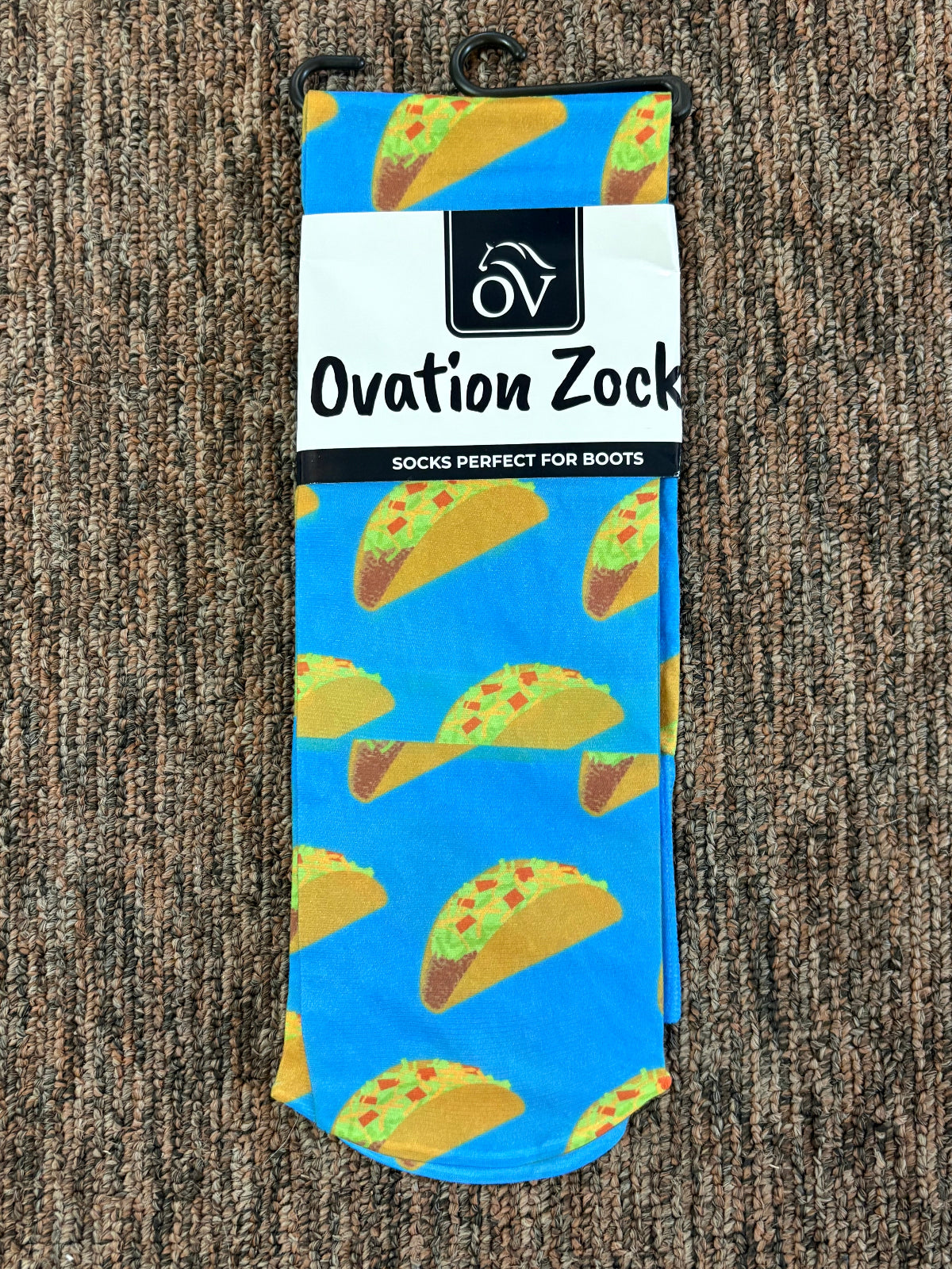 Light blue socks with taco print