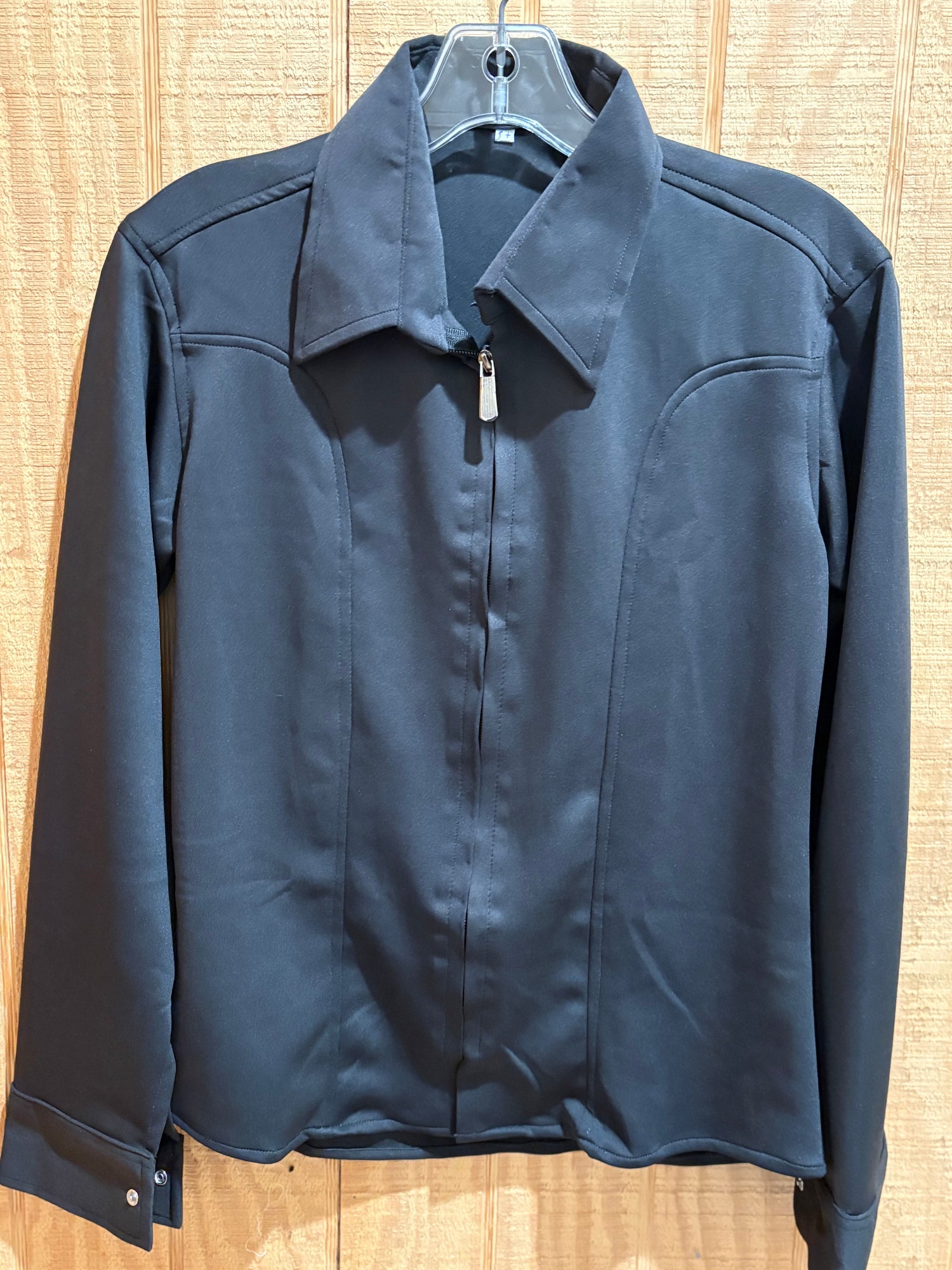 Zippered western show shirt - black