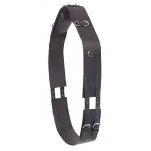 Leather equestrian training surcingle with multiple rings