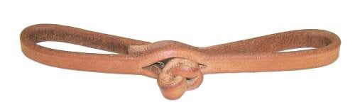 Light colored leather equestrian curb strap with a center pineapple knot