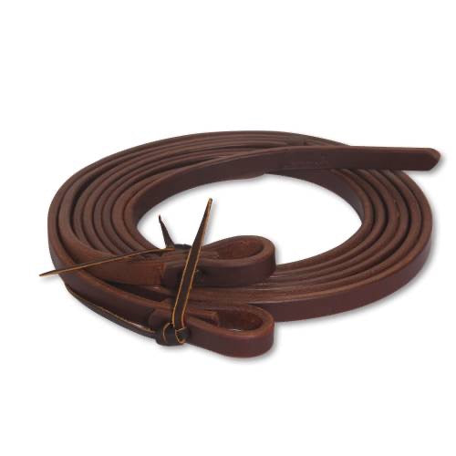 Dark leather reins in a spiral