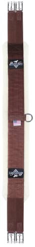 english style brown nylon girth with light merino wool on the underside