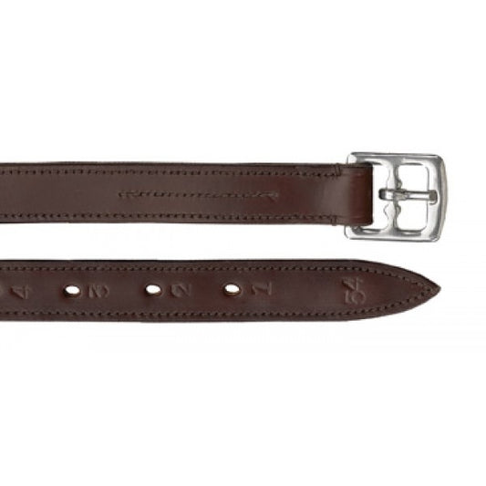 Brown stirrup leathers with silver buckle
