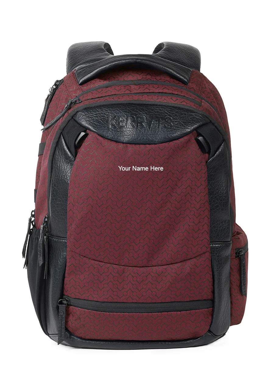 Kerrits logo'd equestrian back pack. Burgundy with black accents.