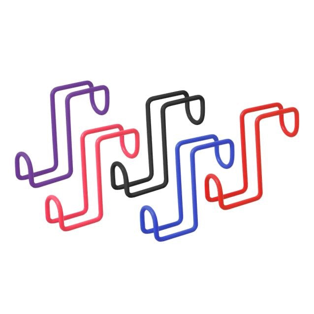 showing 5 portable tack hooks in various colors