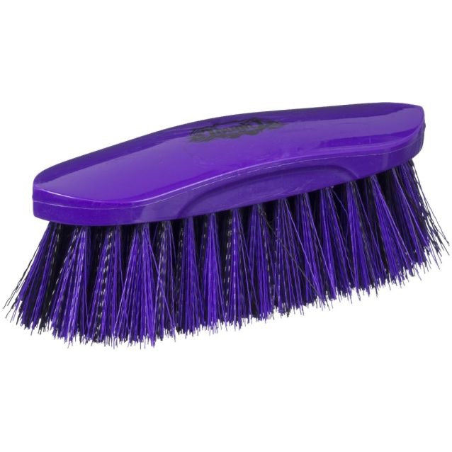 Bright purple grooming brush for horses