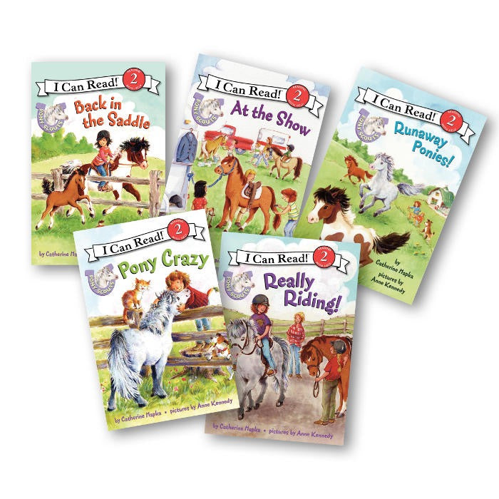 Five book covers for the I Can Read series. Each cover has different horse artwork.