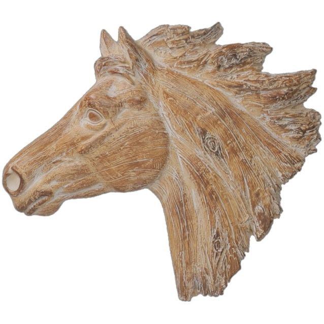 Horsehead wood look carving. Tan.