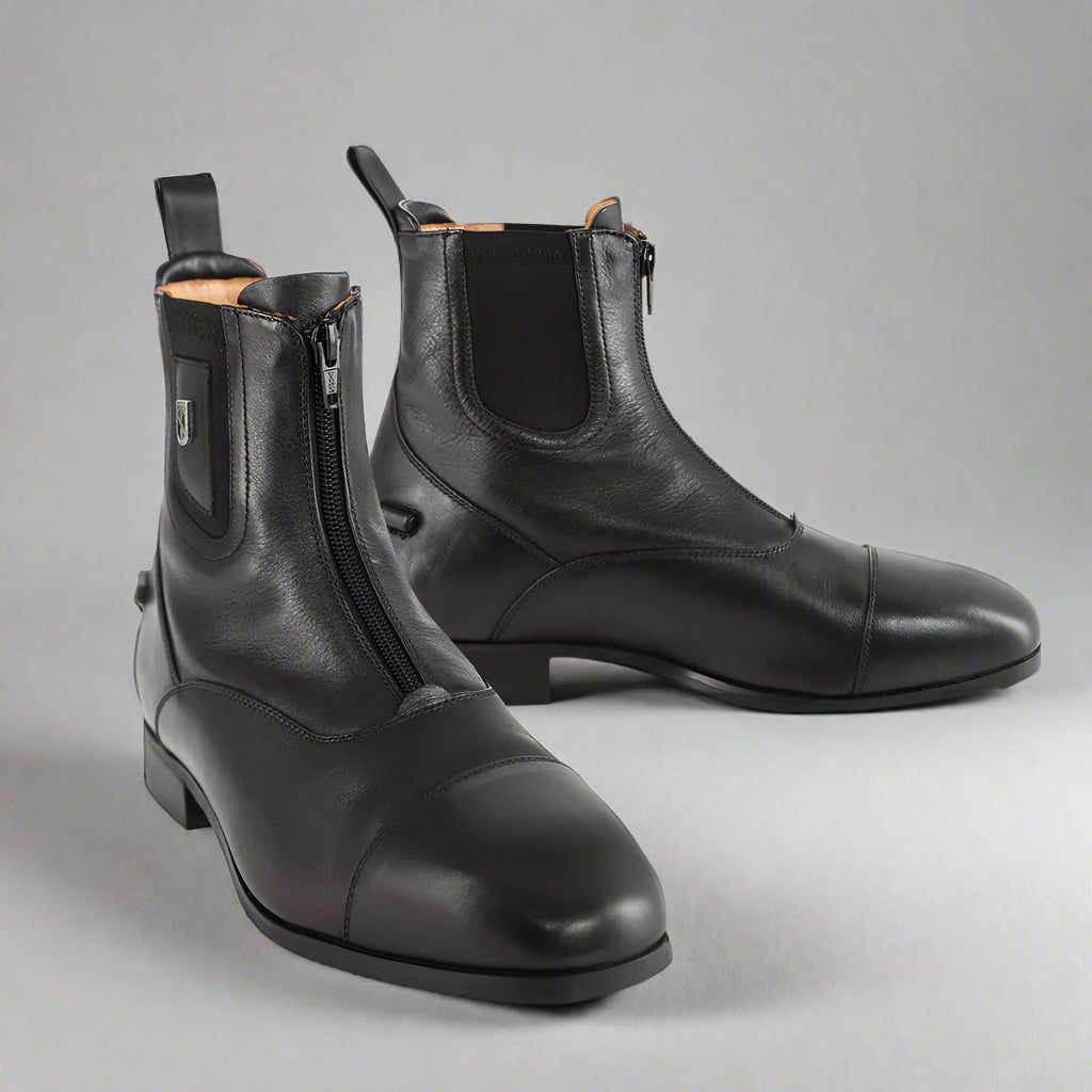 Pair of black front zip paddock boots