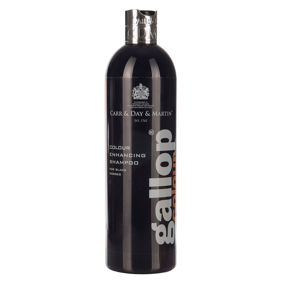 Dark bottle of "gallop" equine shampoo