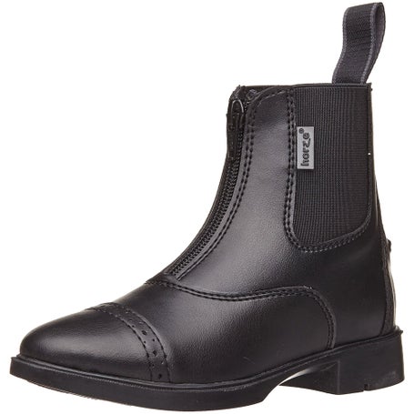 left view of kids leather paddock boot on white background