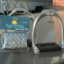 front view of equestrian stirrups on a clear background