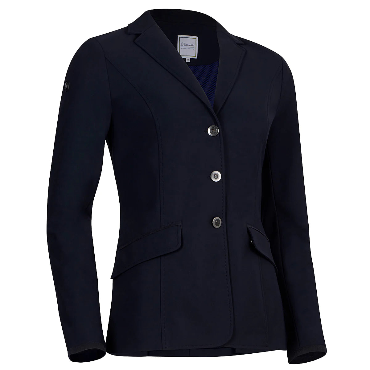 Navy equestrian show jacket with 3 buttons
