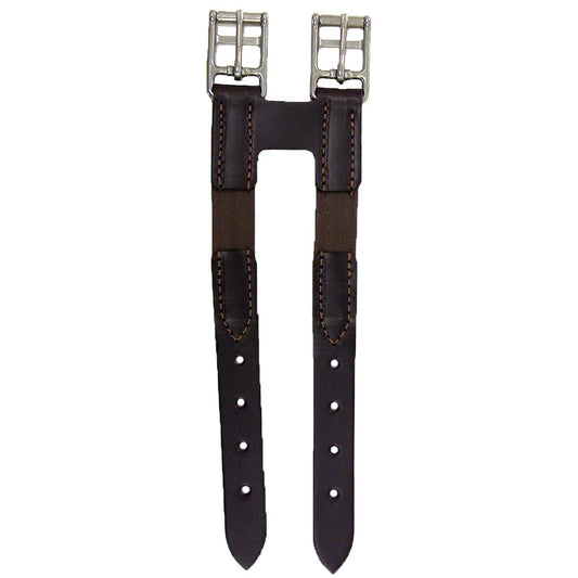Brown leather girth extender with elastic