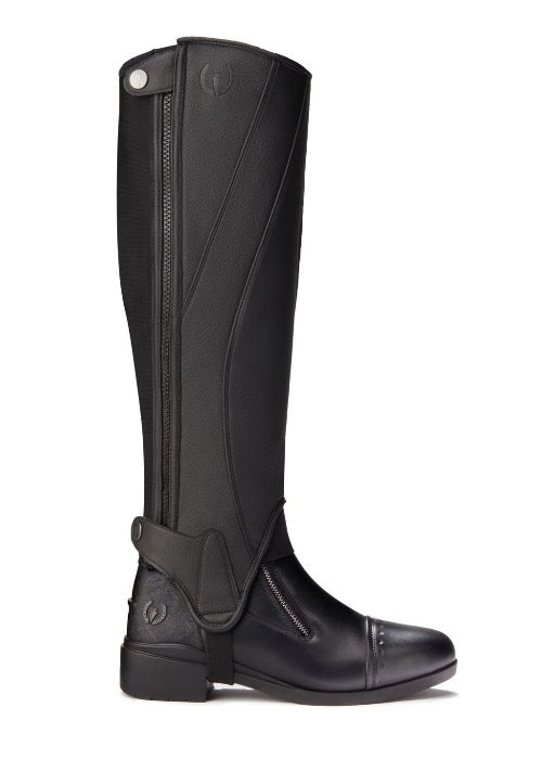 equestrian kerrits griptek 2.0 regular ladies leather half chaps black 