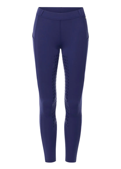 Blue riding tights on a white background
